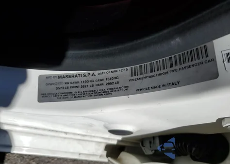 2016 Maserati Ghibli S from USA, damaged, VIN ZAM57RTA5G1182028